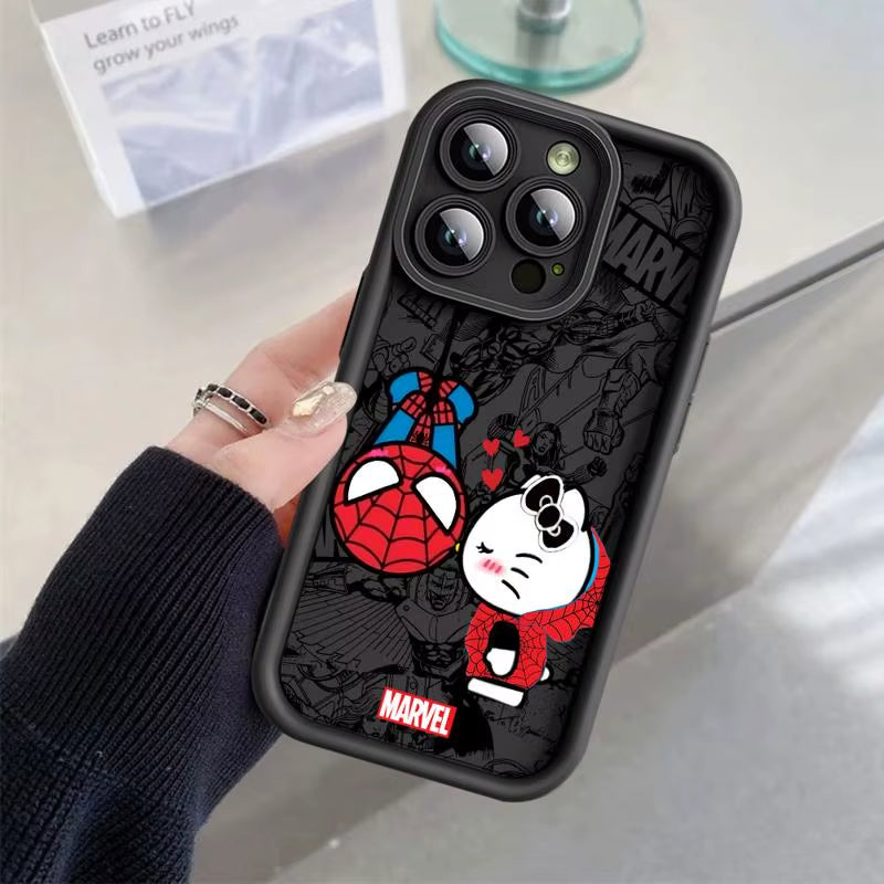 Marvel Spiderman Hello Kitty Phone Case for  Iphone 13 15 Pro Max 14 13 Pro 11 12 14Plus 15Plus TPU Silicone Soft