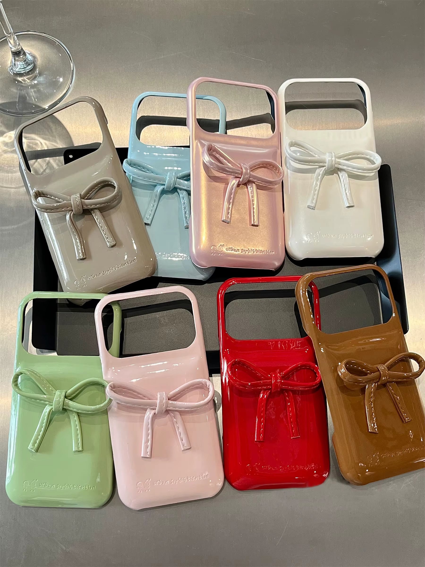 INS Cute Glossy 3D Soap Thin Ribbon Bow Phone Case for Iphone 17 16 15 14 Pro Max Candy Color Silicone Cover Shockproof Shell